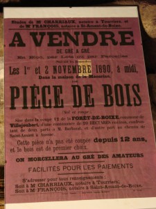 Vente publique d'une pièce de bois dans la Boixe